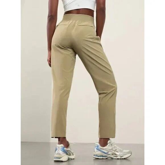 Athleta Brooklyn Mid Rise Ankle Pant Khaki Olive Branch Featherweight Stretch - Picture 3 of 10